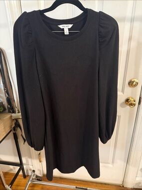 Nine West Black Long-Sleeve Puff Shoulder Dress
